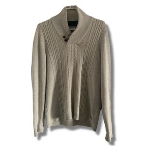 Ted Baker Wool Mix Cable Knit Shawl Sweater Cream Size Large